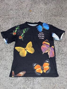 Anti Social Social Club Black Butterfly Print Tee